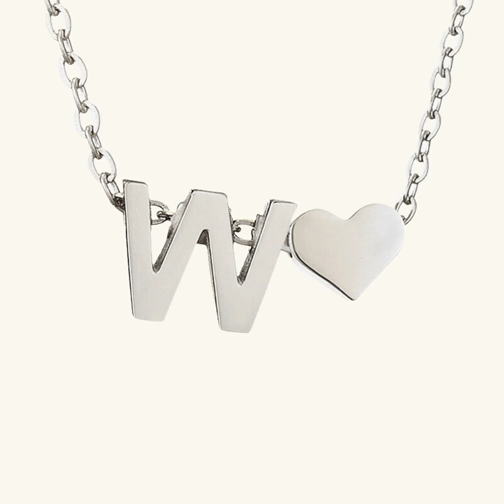 Small Heart Initial Letter Necklace