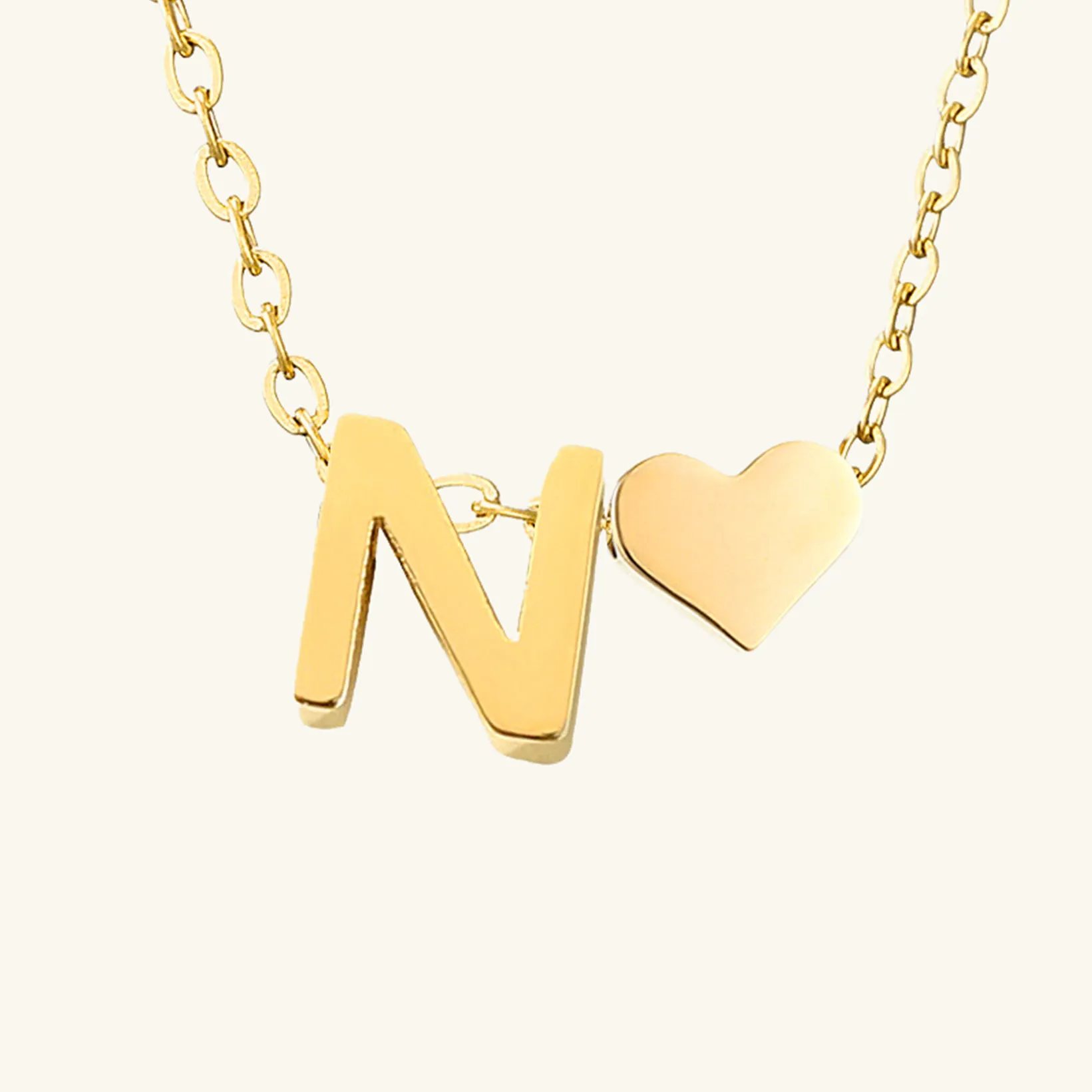 Small Heart Initial Letter Necklace