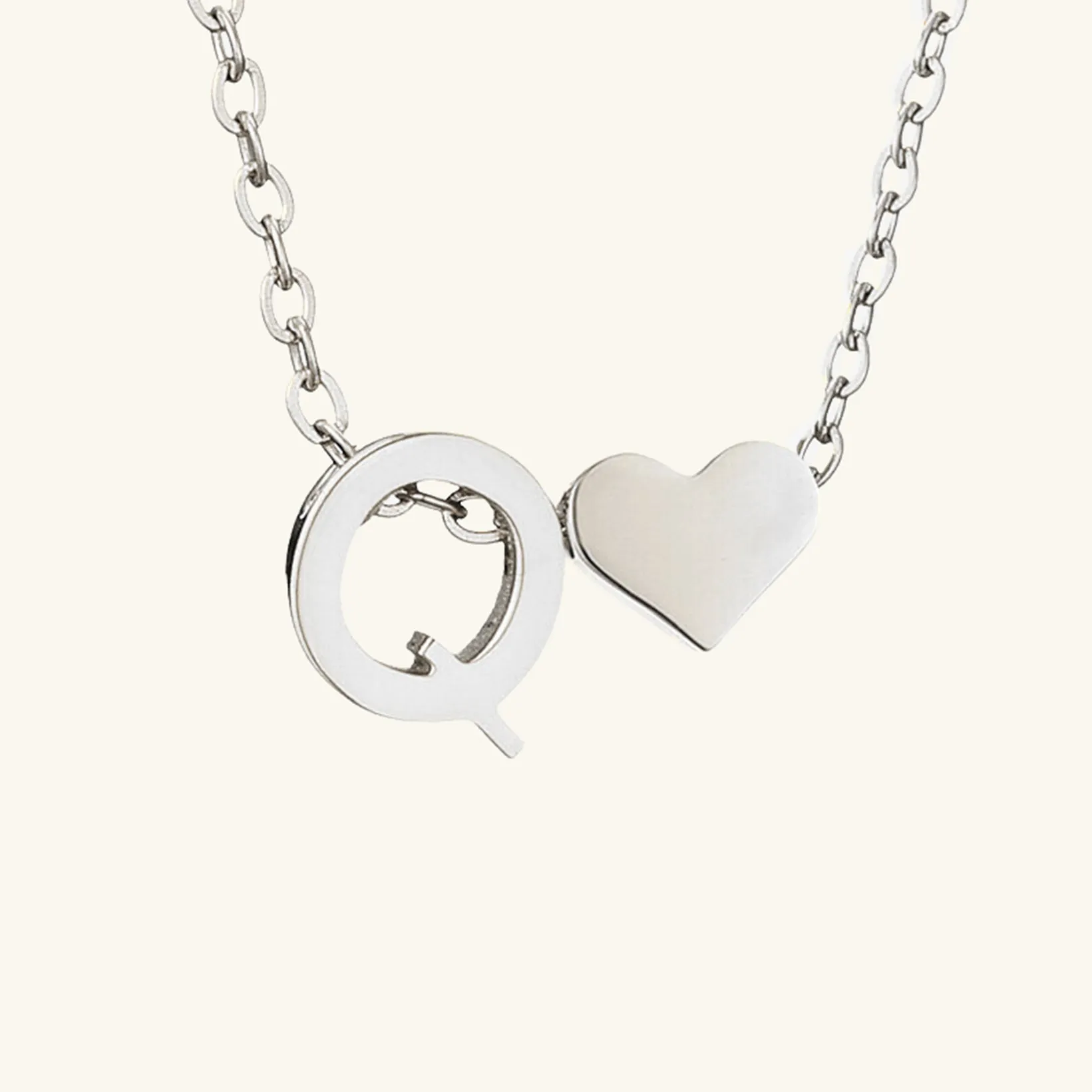 Small Heart Initial Letter Necklace