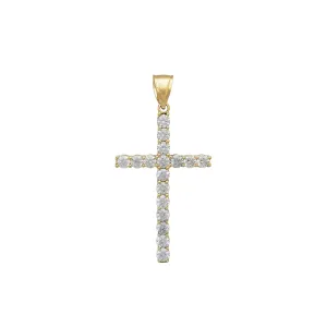 Stone-Set Simple Cross Pendant (14K)