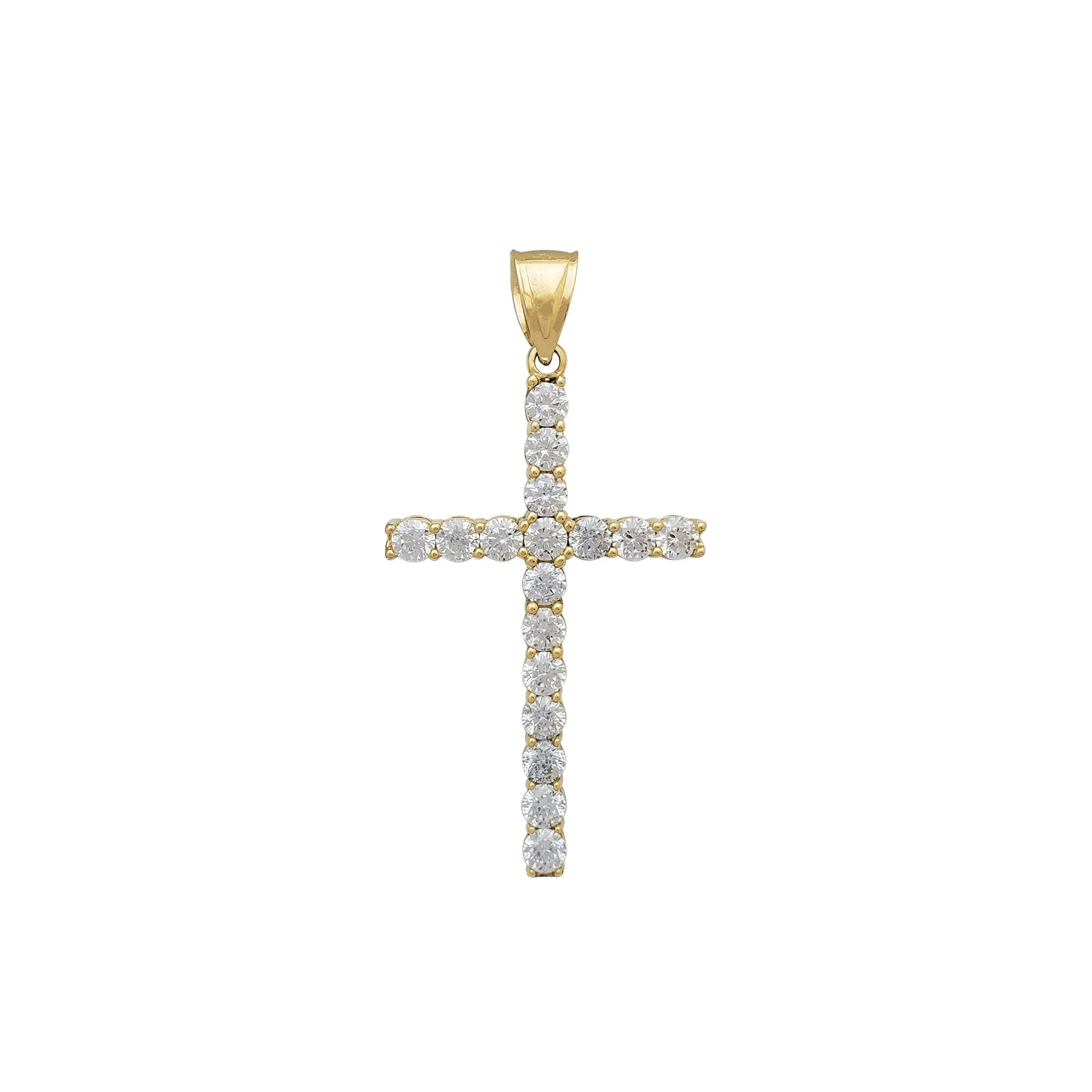 Stone-Set Simple Cross Pendant (14K)