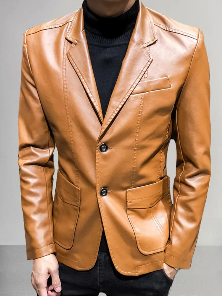 Stylish Classic Leather Blazer