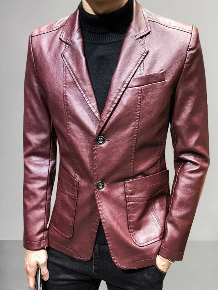 Stylish Classic Leather Blazer