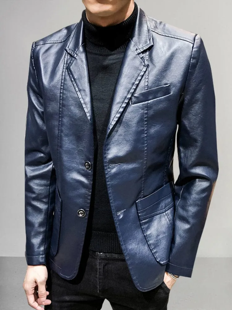 Stylish Classic Leather Blazer