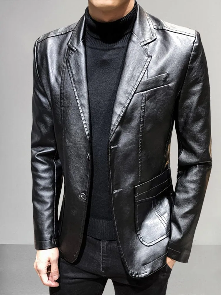 Stylish Classic Leather Blazer