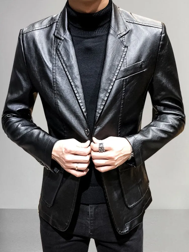 Stylish Classic Leather Blazer