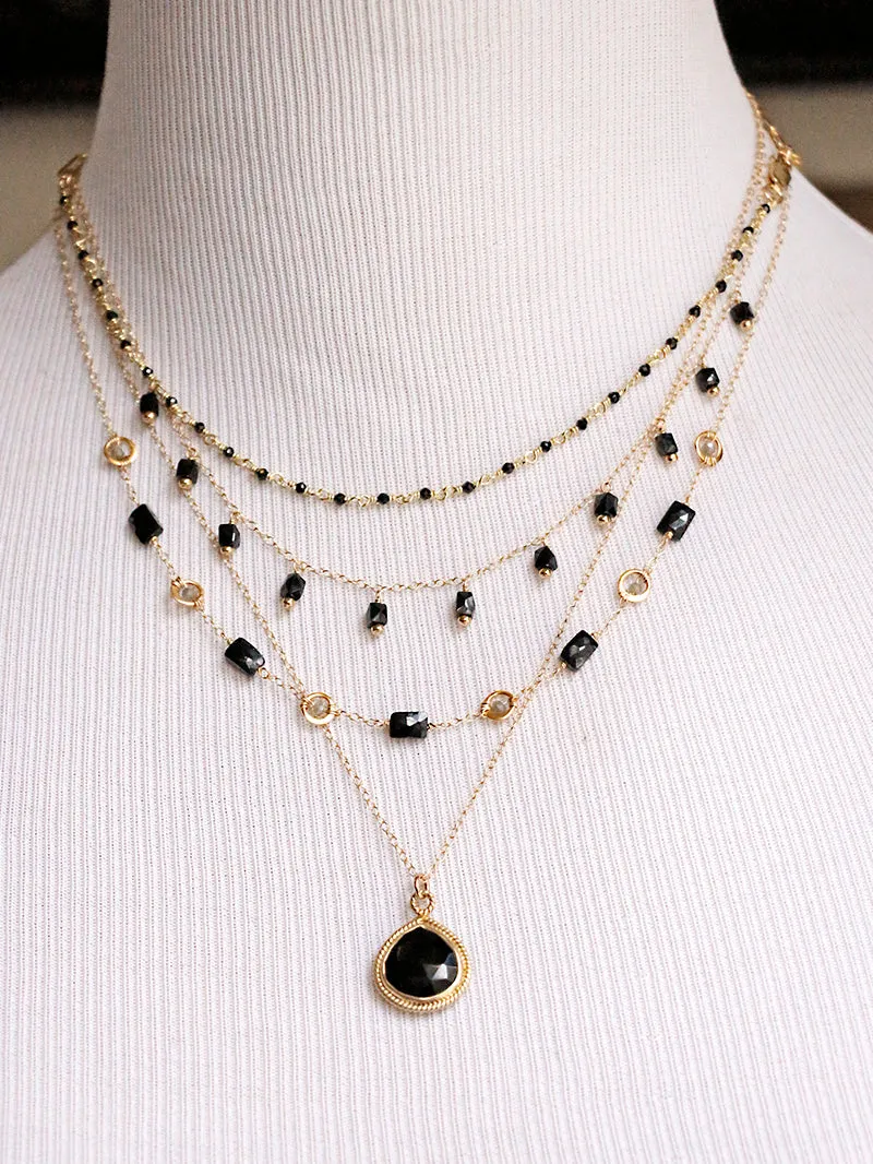 Susan Rifkin Black Spinel   Wire Wrapped Labradorite Necklace | Gold Filled