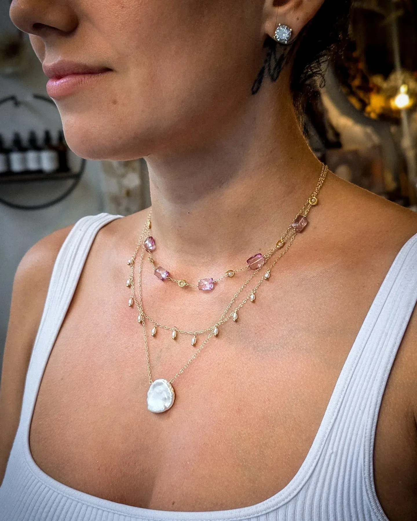 Susan Rifkin Pearl Multi Charm Necklace | 14k Gold Filled