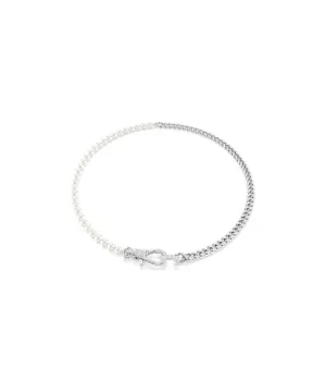 SWAROVSKI DEXTERA NECKLACE,PAVE,CRYSTAL PEARL, WHITE, RHODIUM PLATED