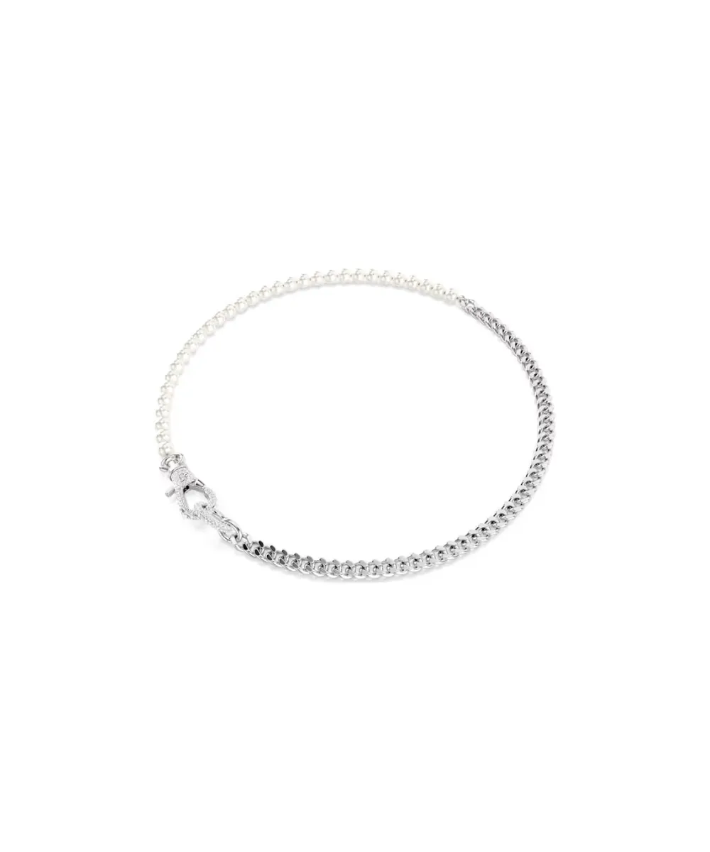 SWAROVSKI DEXTERA NECKLACE,PAVE,CRYSTAL PEARL, WHITE, RHODIUM PLATED