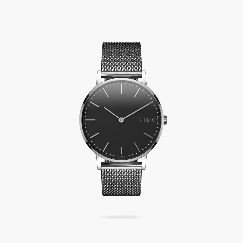 The Solar Classic | Black Dial - Silver Case