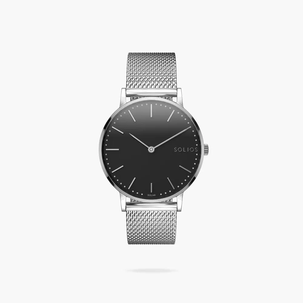 The Solar Classic | Black Dial - Silver Case