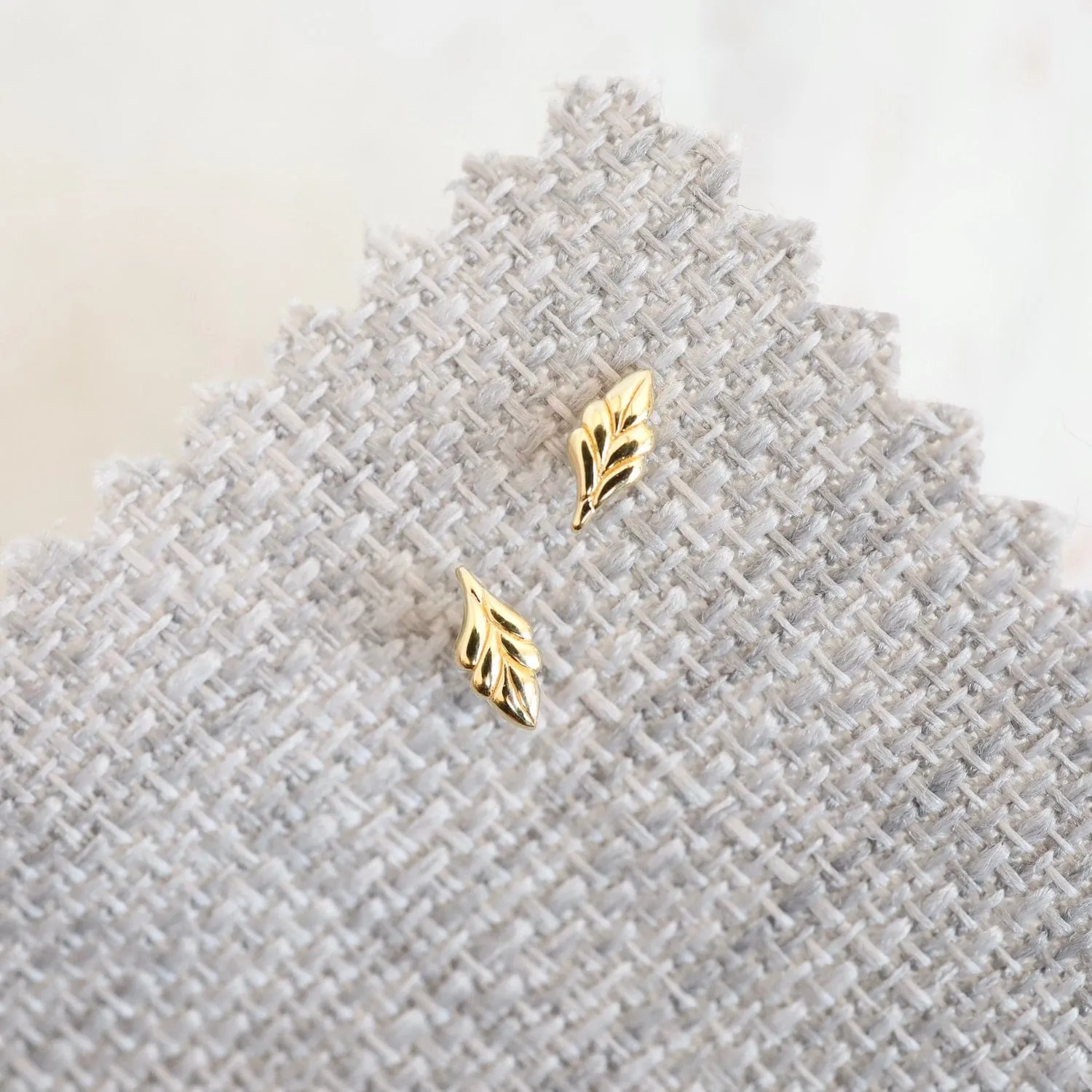 Tiny Leaf Stud Earring in Gold Vermeil