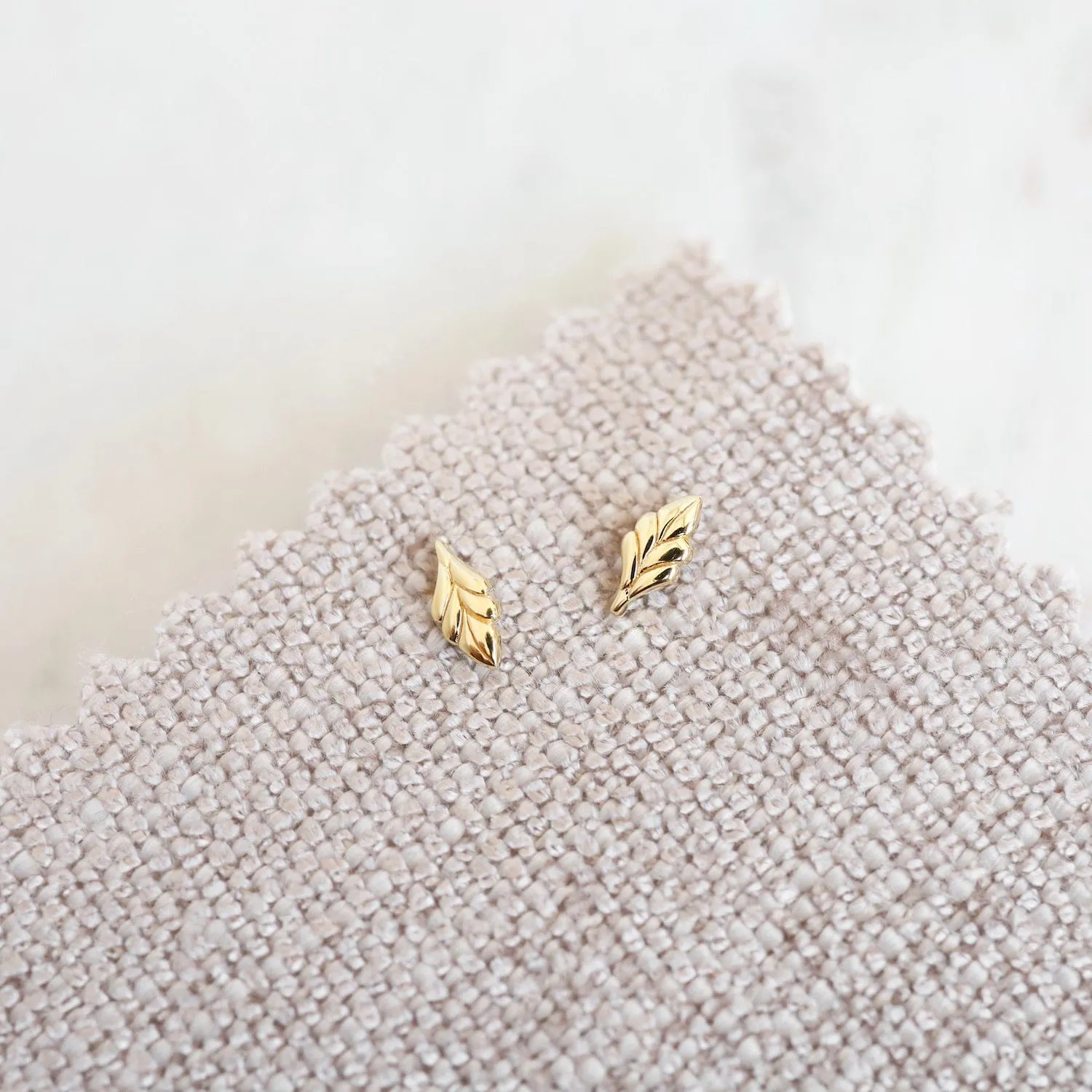 Tiny Leaf Stud Earring in Gold Vermeil