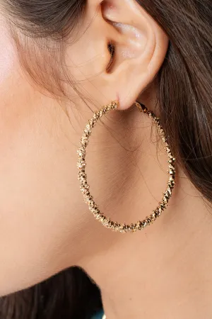 Trendy Textured Metal Hoop Earrings