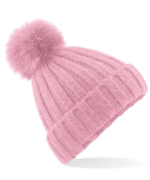 Verbier fur pop pom chunky beanie | Dusky Pink