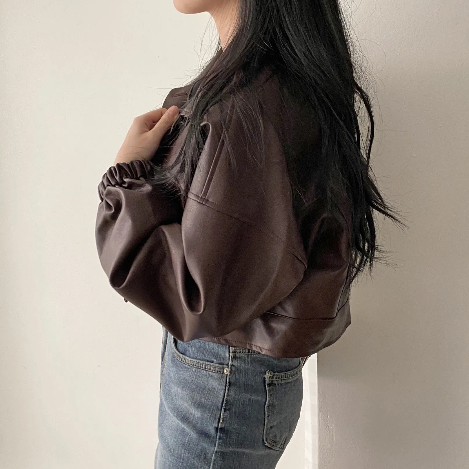 Versatile Short Jacket Leather For Women warm leather jacket