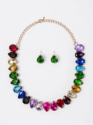 Victoria Rhinestone Statement Necklace Set