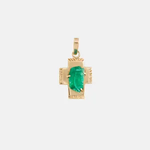 Vintage 18K Cross with Emerald Christ