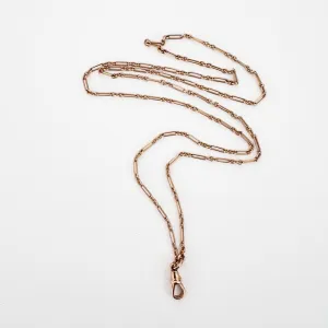 Vintage 9K Rose Gold Trombone Chain w/ Swivel Lobster Claw