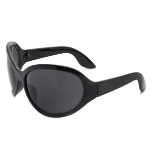 Wrap-Around Bug Eye Sunglasses - Black